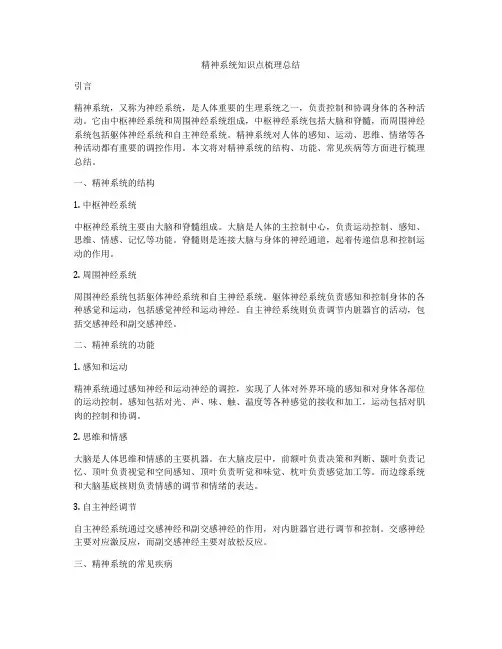 精神系统知识点梳理总结