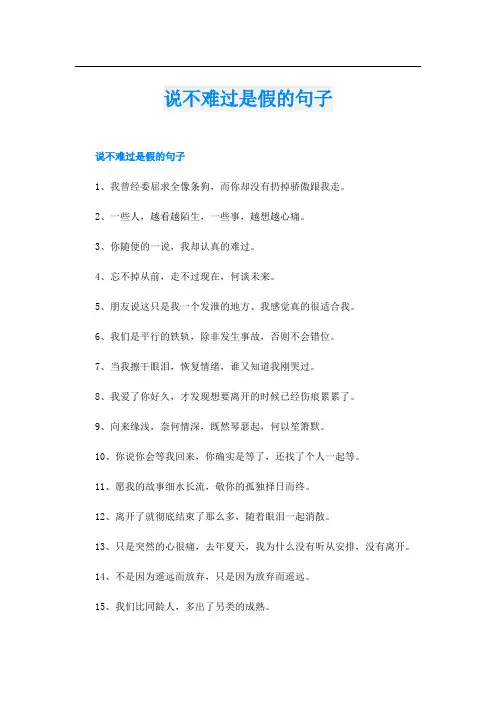 说不难过是假的句子