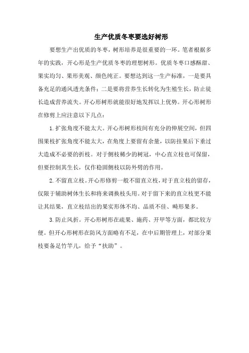 生产优质冬枣要选好树形
