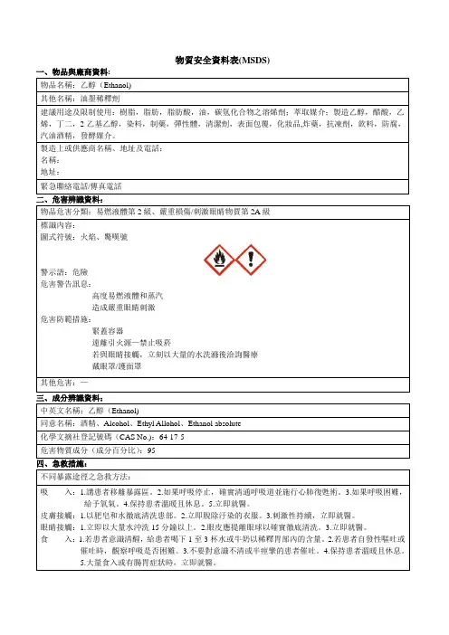 物质安全资料表1
