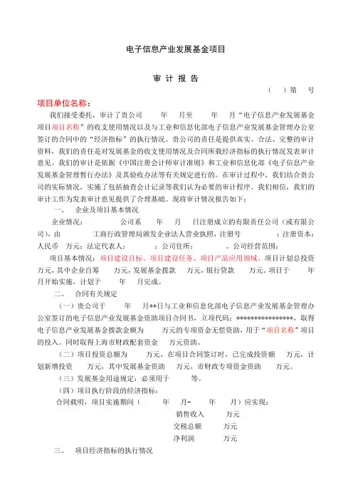 基金项目验收审计报告