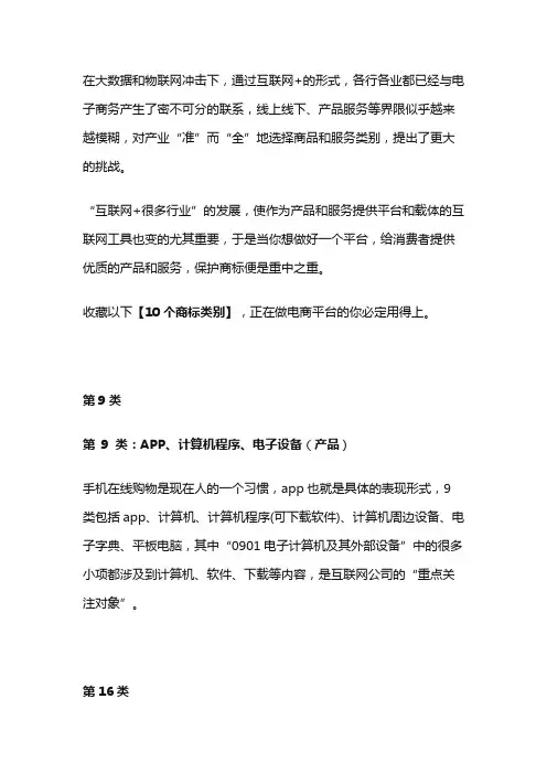 做电商、互联网行业必须注册的10大商标类别