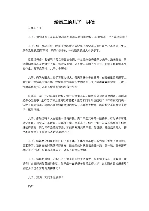 给高二的儿子一封信