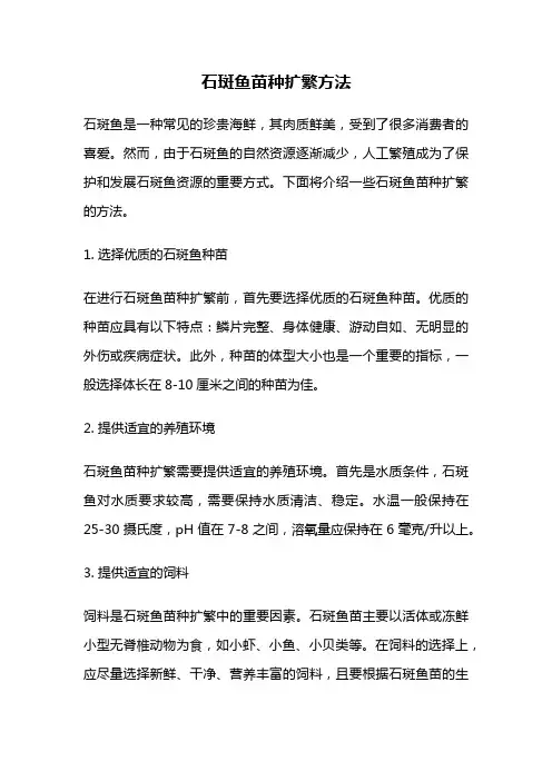 石斑鱼苗种扩繁方法