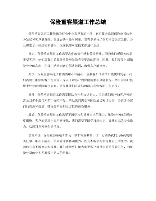 保险重客渠道工作总结