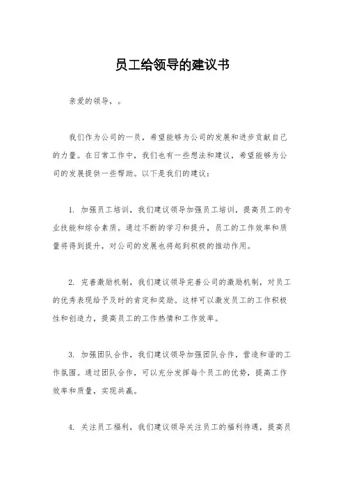 员工给领导的建议书
