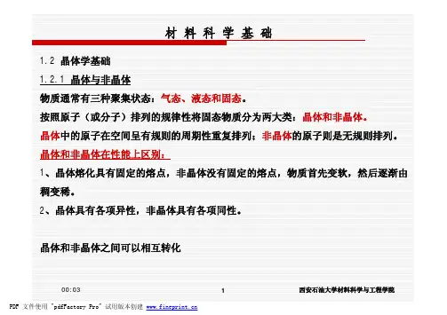 材料科学基础 晶向指数和晶面指数