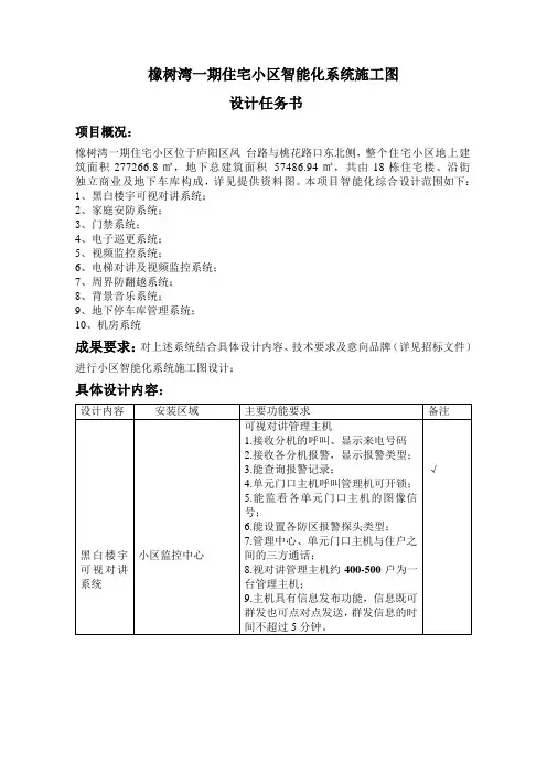 橡树湾一期小区智能化系统设计任务书4-11
