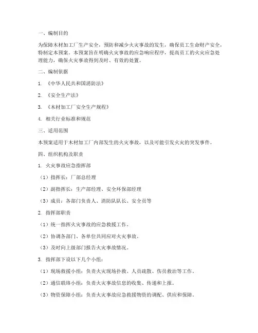 木材加工厂消防应急预案