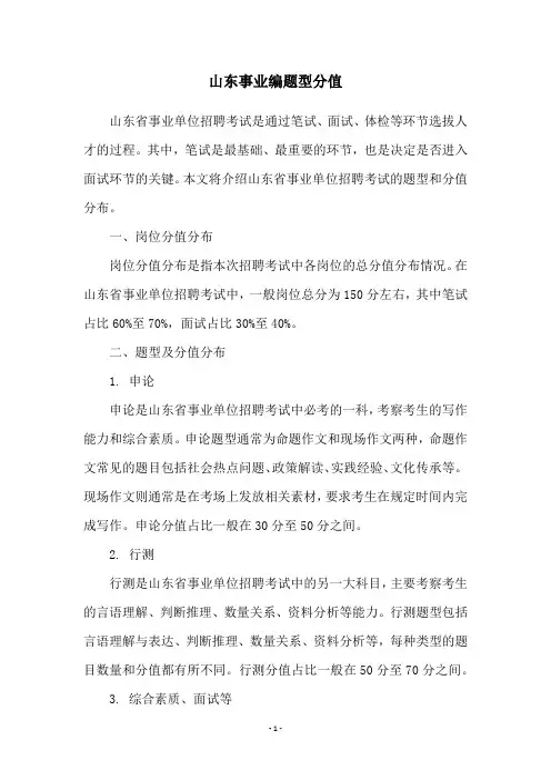 山东事业编题型分值