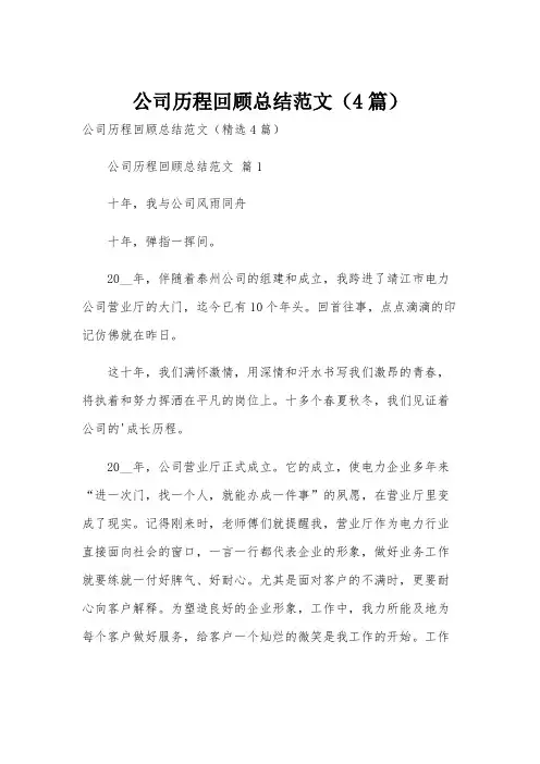 公司历程回顾总结范文(4篇)