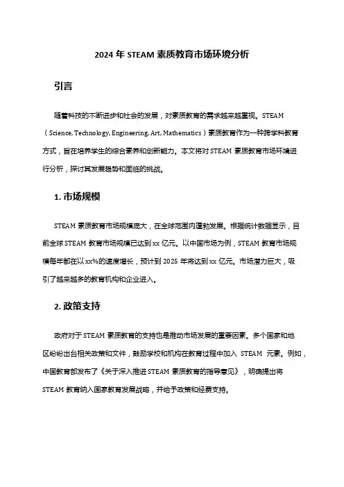 2024年STEAM素质教育市场环境分析