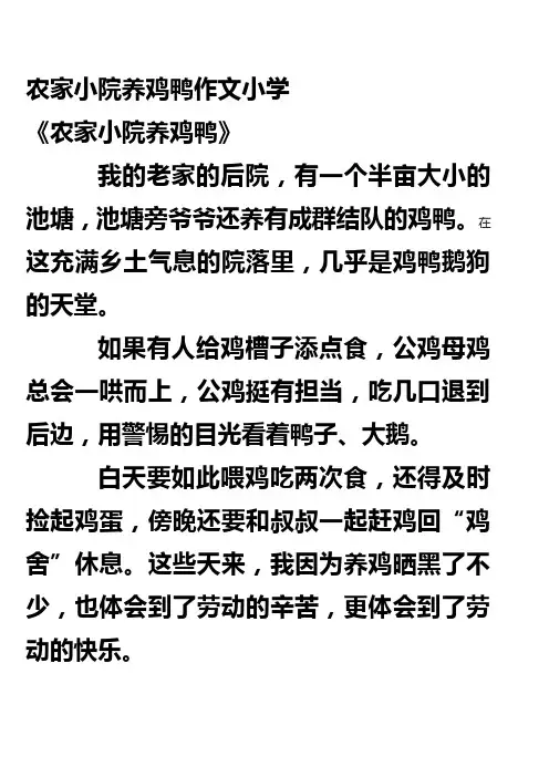 农家小院养鸡鸭作文小学