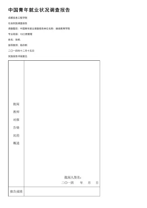 中国青年就业状况调查报告