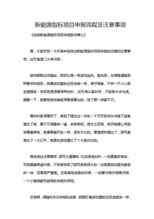 新能源指标项目申报流程及注意事项