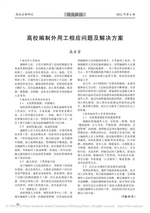 高校编制外用工相应问题及解决方案