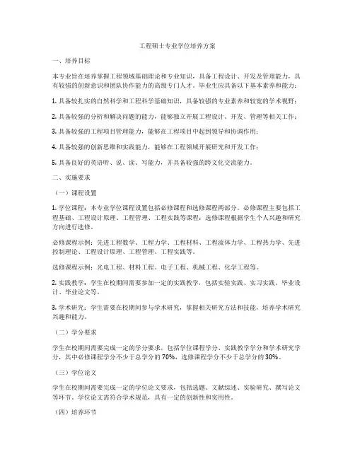 工程硕士专业学位培养方案