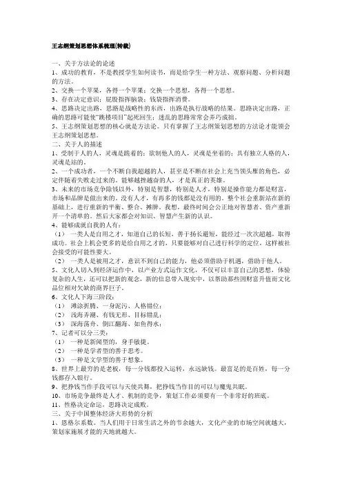 王志纲策划思路