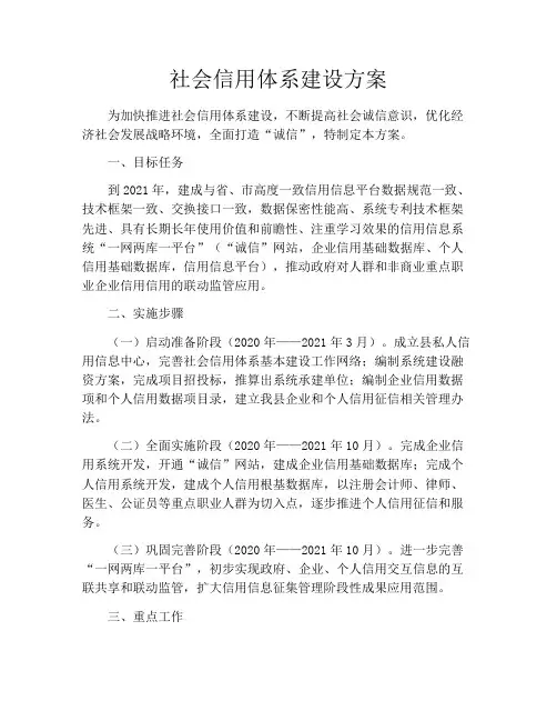 社会信用体系建设方案