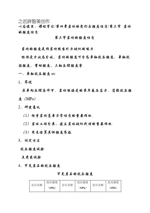 常见岩石的强度性质