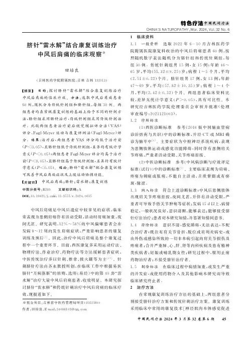 脐针“雷水解”结合康复训练治疗中风后肩痛的临床观察