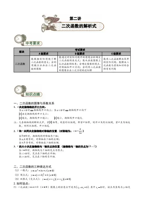初中数学《二次函数解析式》讲义及练习 (2)