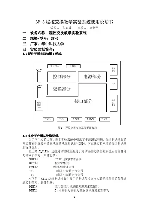 SP-3 程控交换教学实验系统 说明书