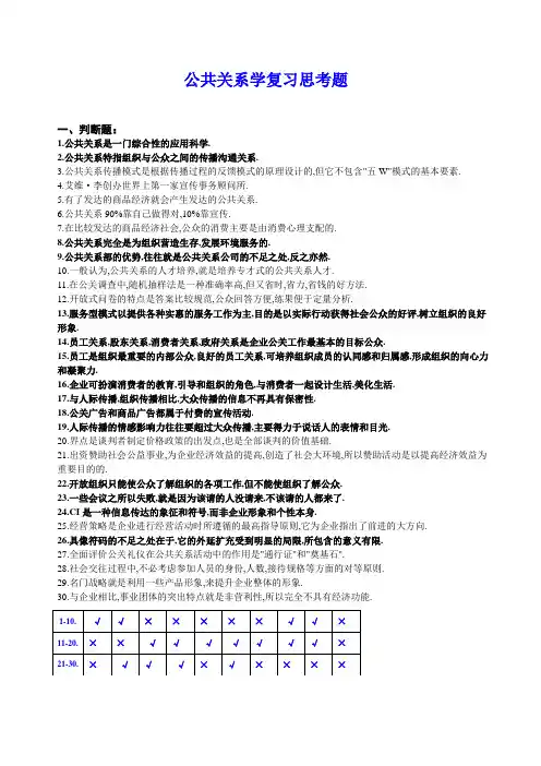 公共关系学复习思考题2011.6.8