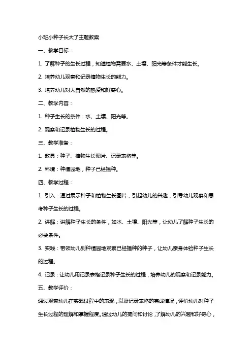 小班小种子长大了主题教案