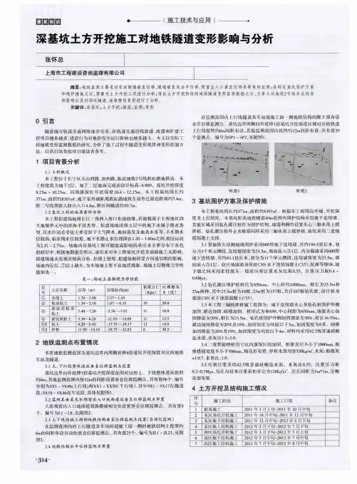 深基坑土方开挖施工对地铁隧道变形影响与分析