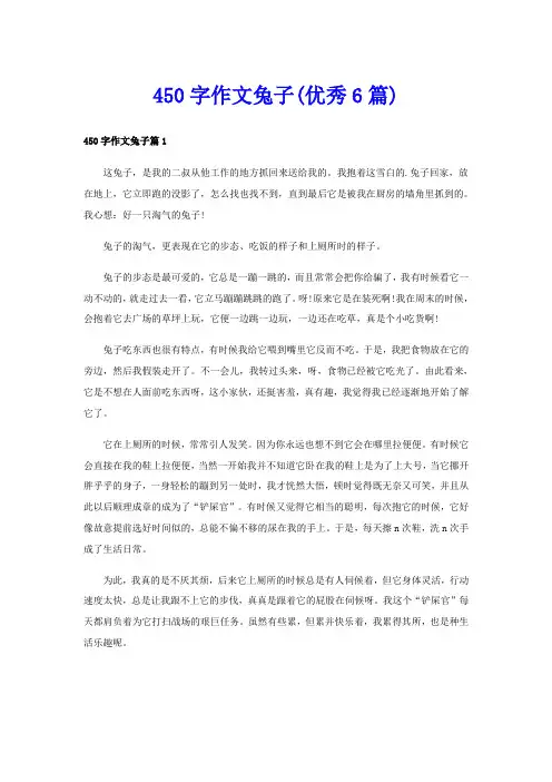 450字作文兔子(优秀6篇)