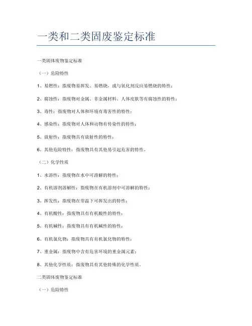 一类和二类固废鉴定标准