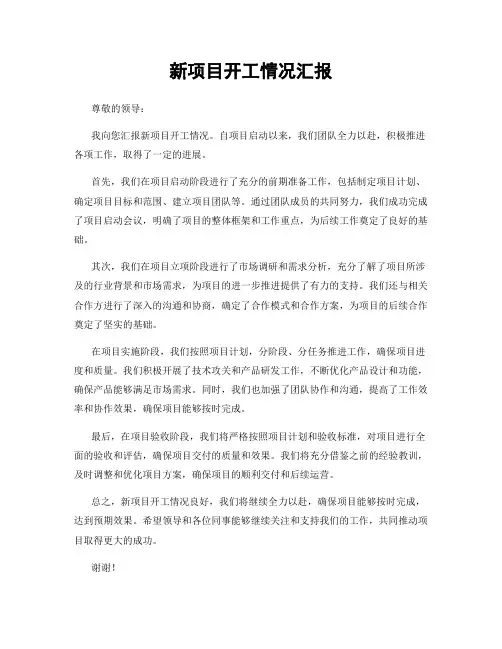 新项目开工情况汇报