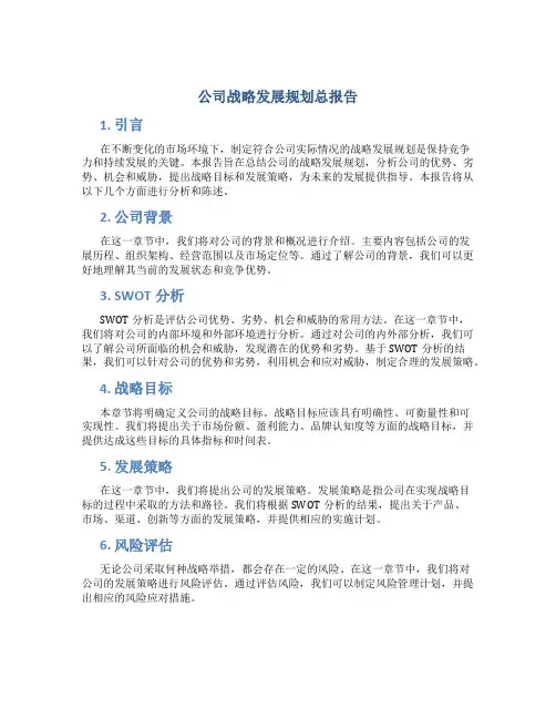 公司战略发展规划总报告