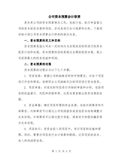公司资本预算会计职责