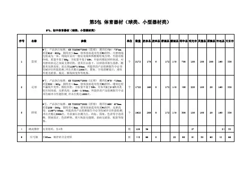 体育器材参数要求