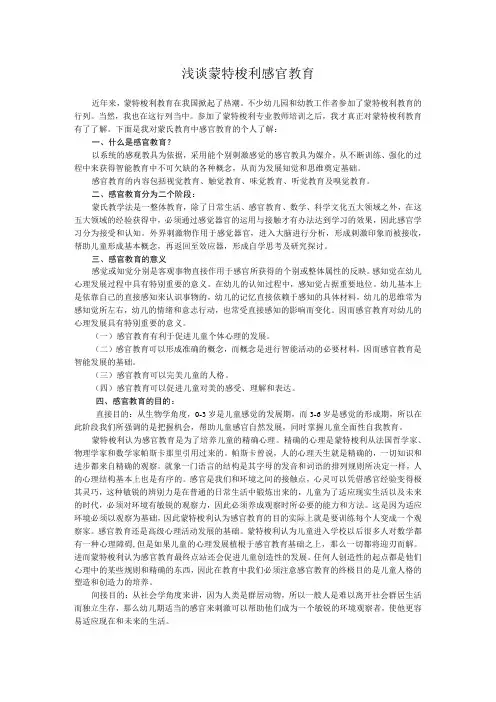 浅谈蒙特梭利感官教育