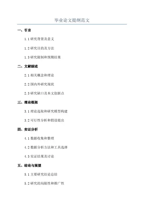 毕业论文提纲范文