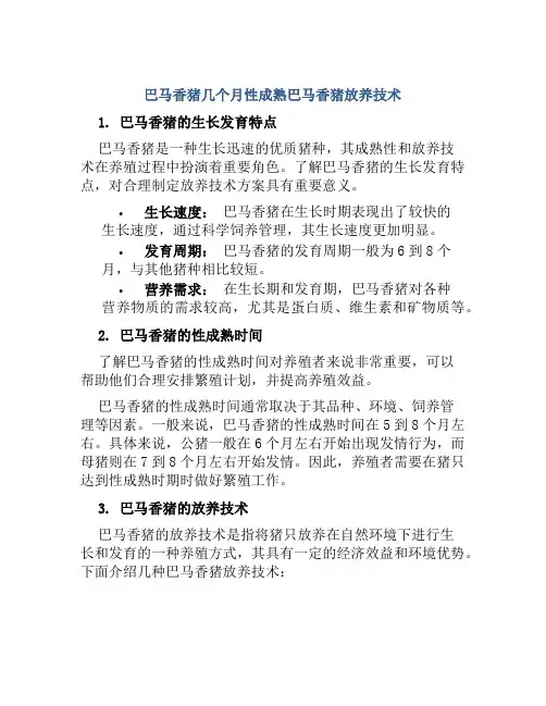 巴马香猪几个月性成熟巴马香猪放养技术