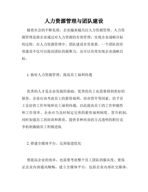 人力资源管理与团队建设