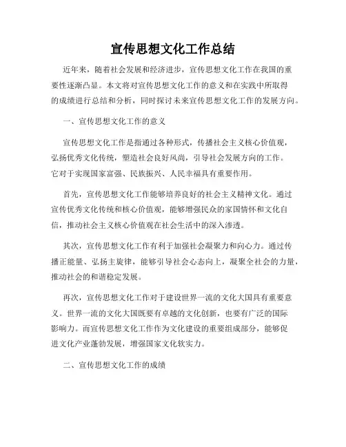宣传思想文化工作总结