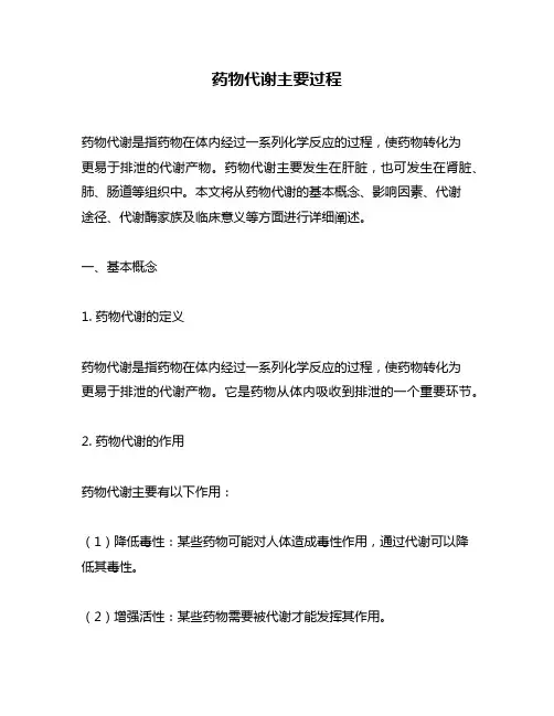 药物代谢主要过程