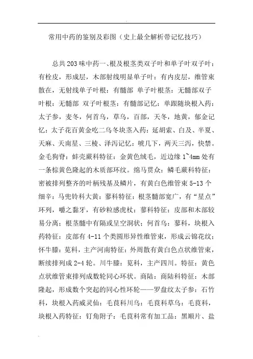 常用中药的鉴别及彩图(史上最全解析带记忆技巧)