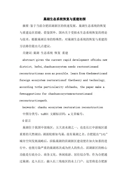 巢湖生态系统恢复与重建初探