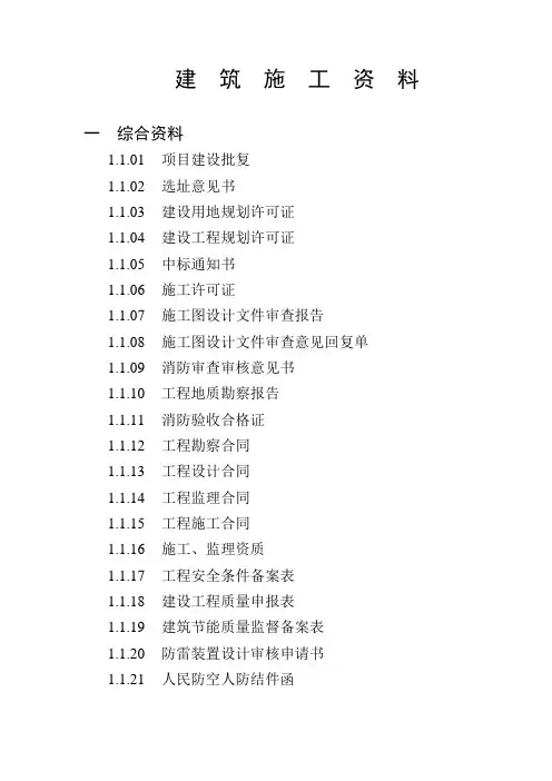 建筑工程竣工资料目录