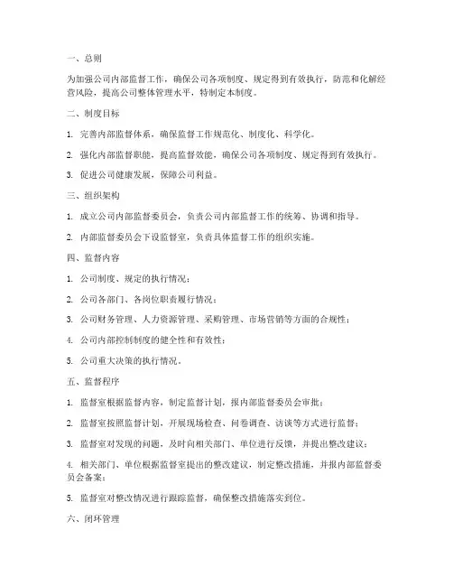 内部监督闭环管理制度范本
