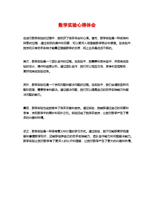 数学实验心得体会