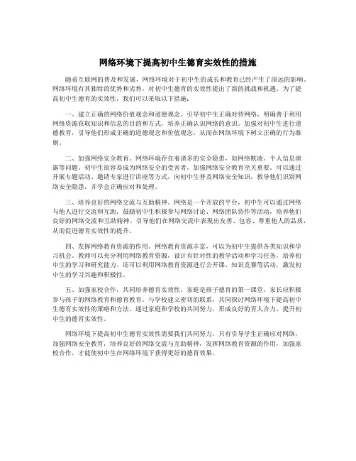网络环境下提高初中生德育实效性的措施