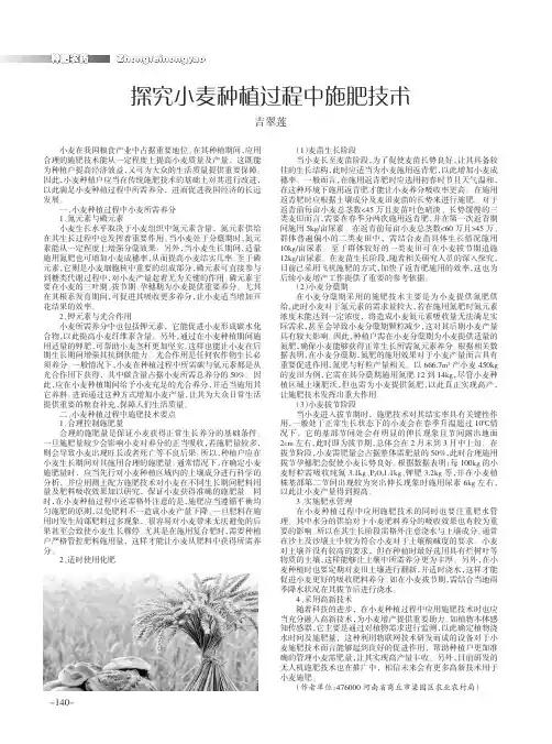 探究小麦种植过程中施肥技术
