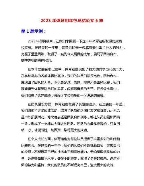 2023年体育组年终总结范文6篇